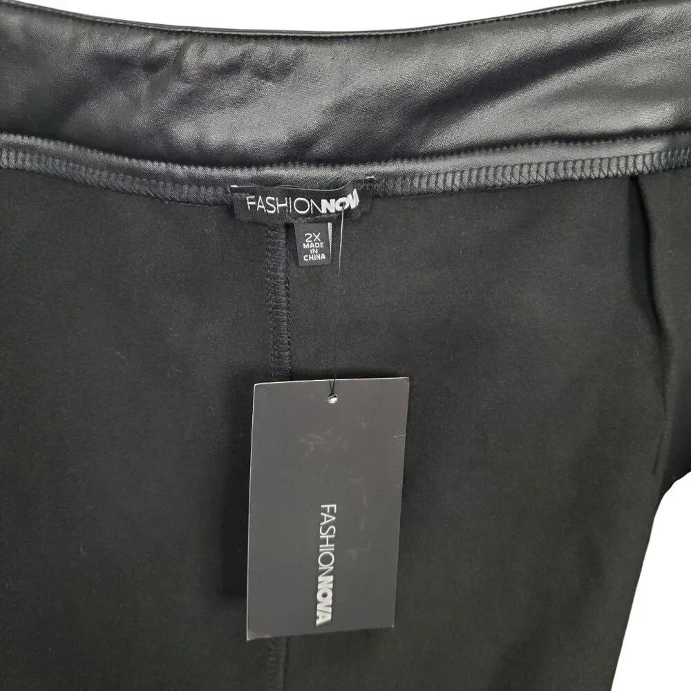 Fashion Nova 2X Pants PU Vegan Leather Side Zip Skinny Fit Stretch Trendy NEW - Picture 4 of 13